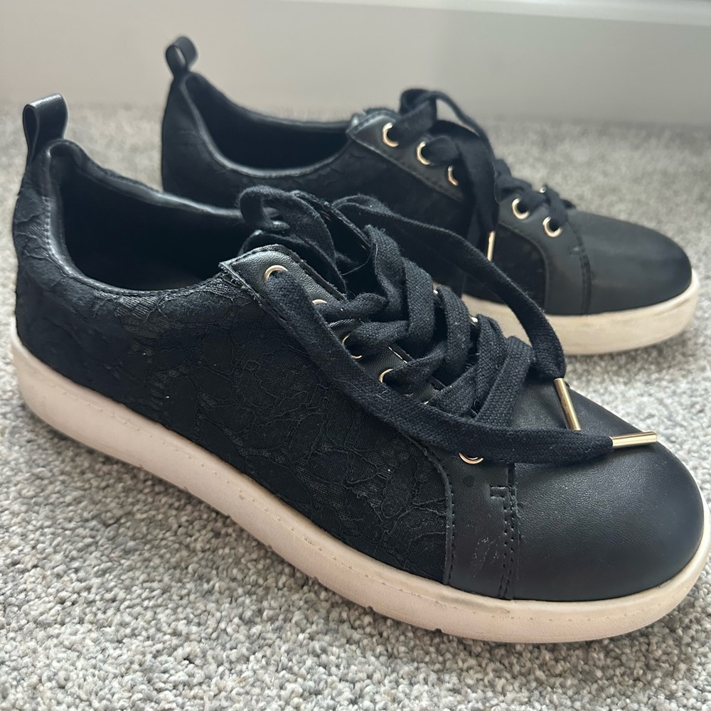 White House Black Market Black Lace-Accent Sneakers